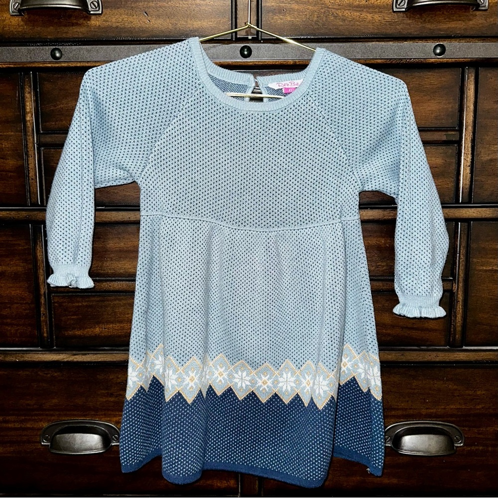 Blue and White Sweater Dress